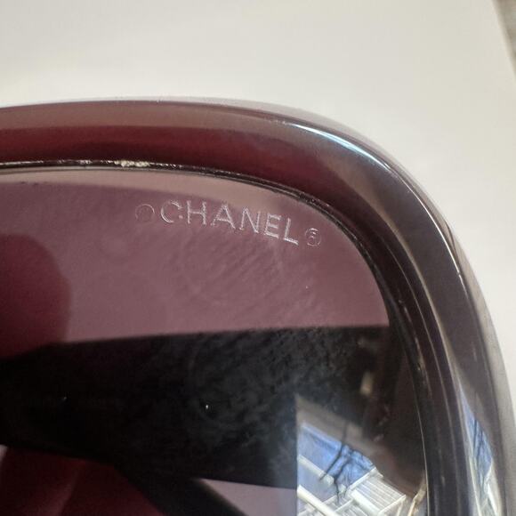 Chanel Sunglasses Womens Brown Oval Gray Gradient Logo Plastic Frame Oversized